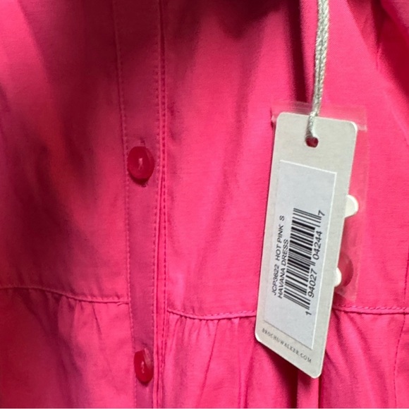 NWT [Brochu Walker] Havana Short-Sleeved Button-Up Dress Hot Pink Women’s Small - Picture 7 of 10